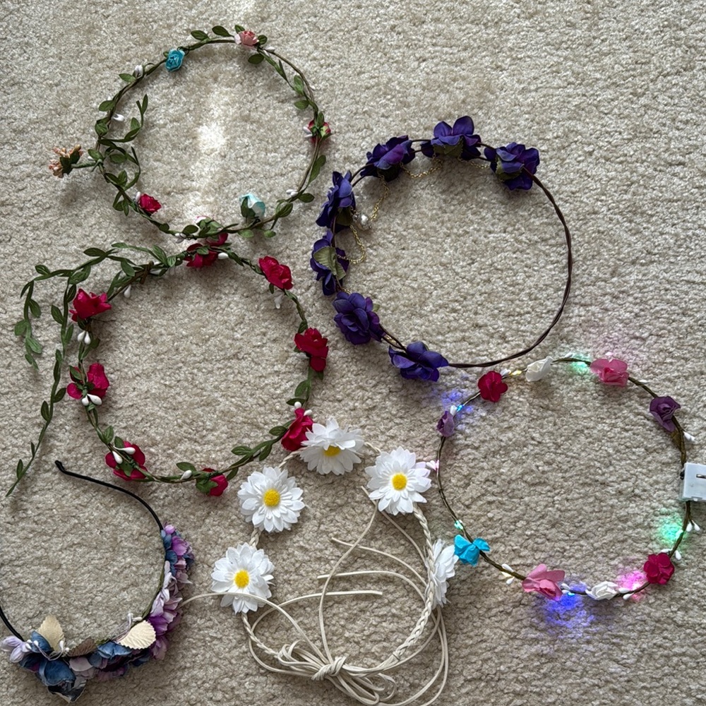 Floral Headband Set with Multicolor Flowers